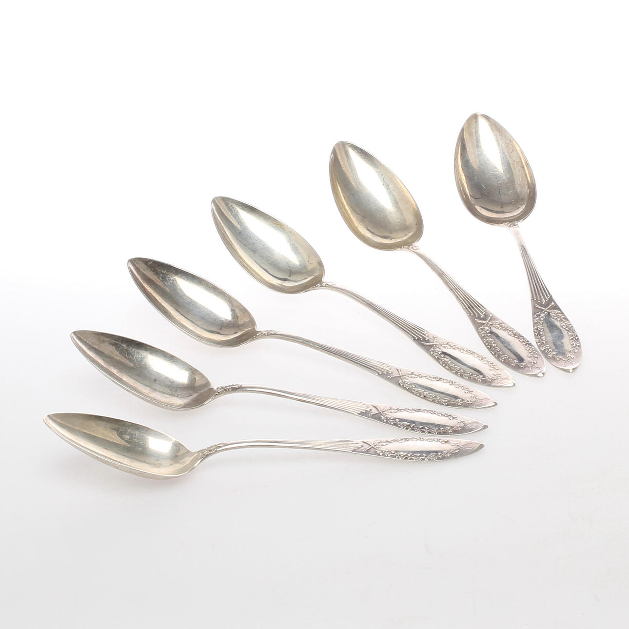 MATSKEDAR, 6 st, silver, Linköping, 1905.