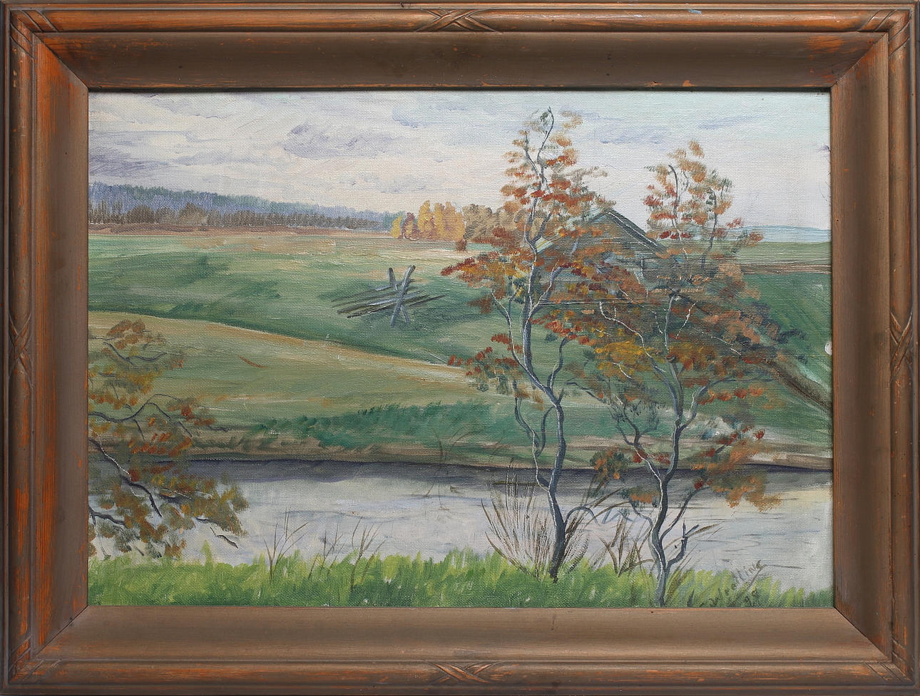 STIG WRETLING. "Tvärån Umeå", olja på pannå, signerad och daterad -29.