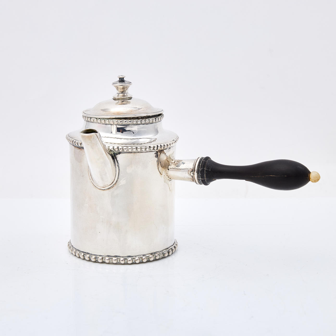 A SILVER CHOCOLATE POT, signed LL, 1786, Göteborg.