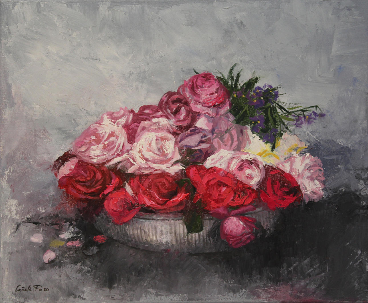 BEATRIZ CANETE POZO. Stilleben. Olja på duk. Signerad.