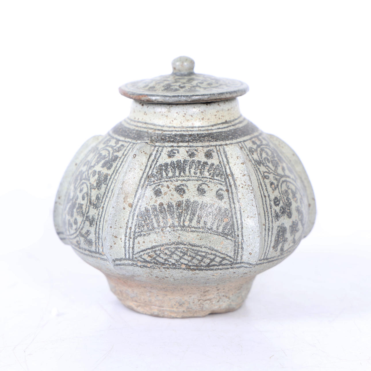 EN THAILÄNDSK STENGODSGRYTA OCH LOCK SAWANKHALOK.