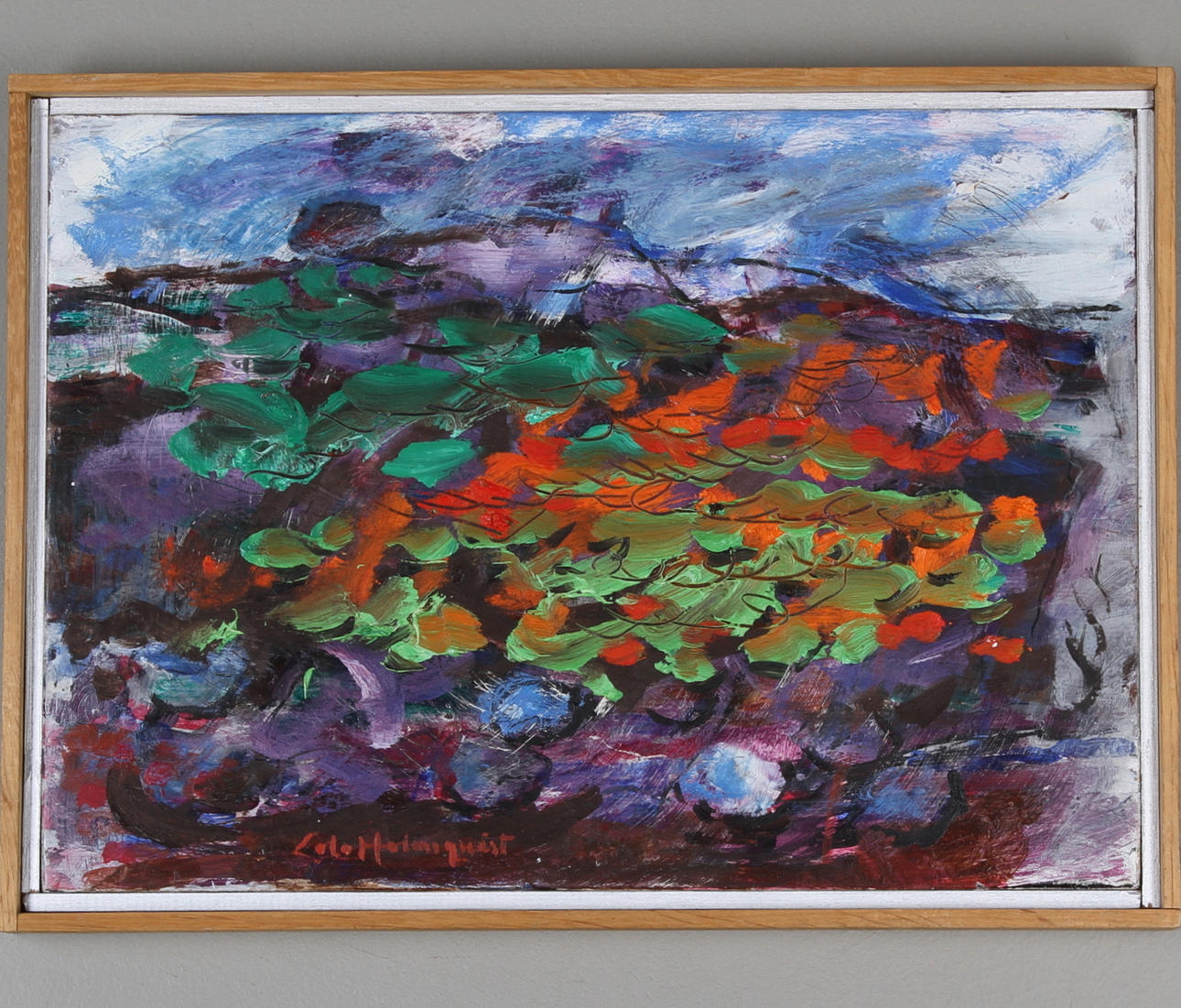 LOLO HOLMQVIST. Höstlandskap. Olja pannå.