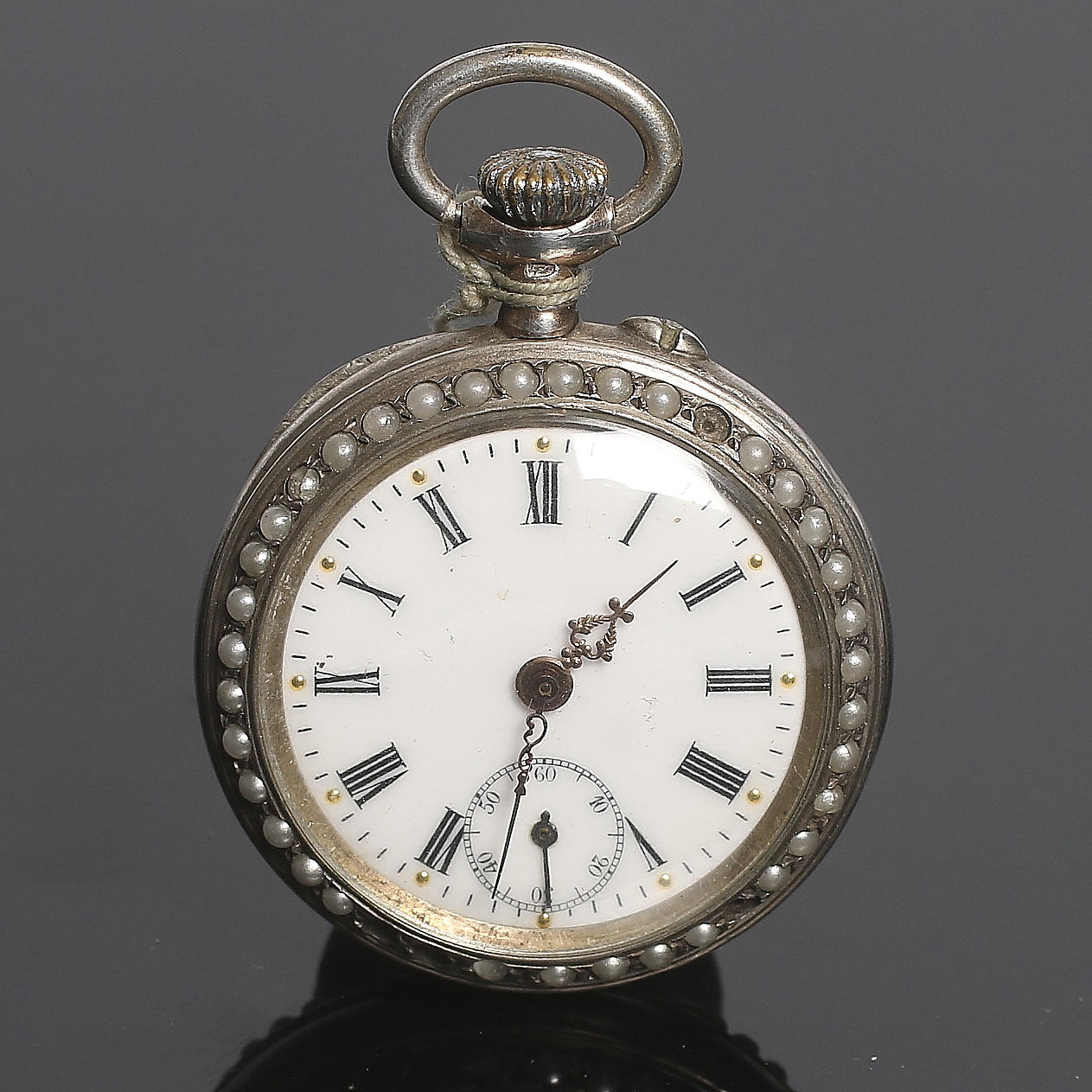 FICKUR, silver, flodpärlor och emalj, Schweiz,18/1900-tal.