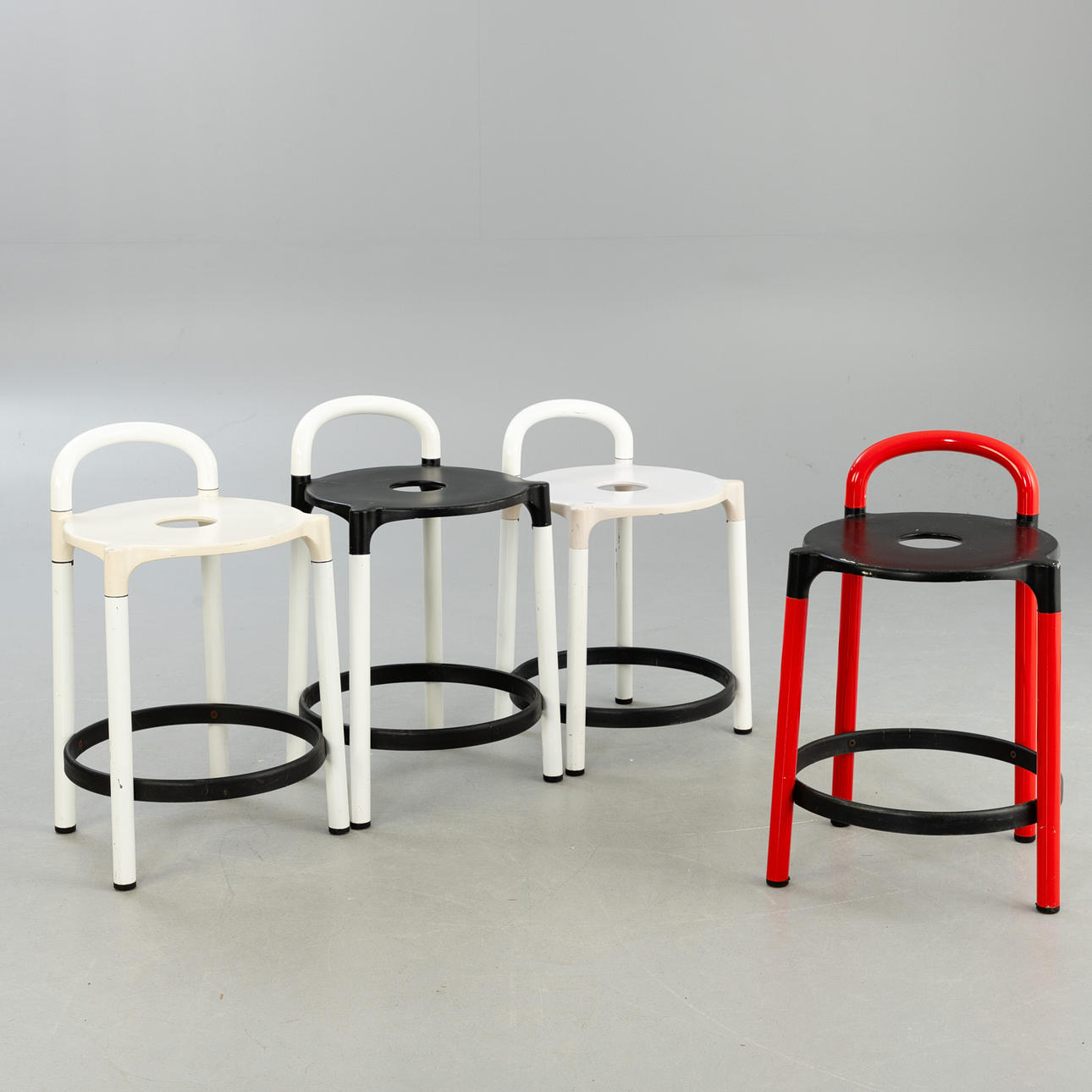 ANNA CASTELLI. 4 bar stools' Polo 'for Kartell.