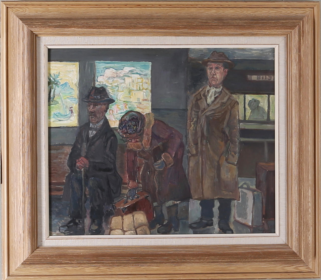 OLLE NORDBERG. Resenärerna, olja på pannå, signerad och daterad -60.