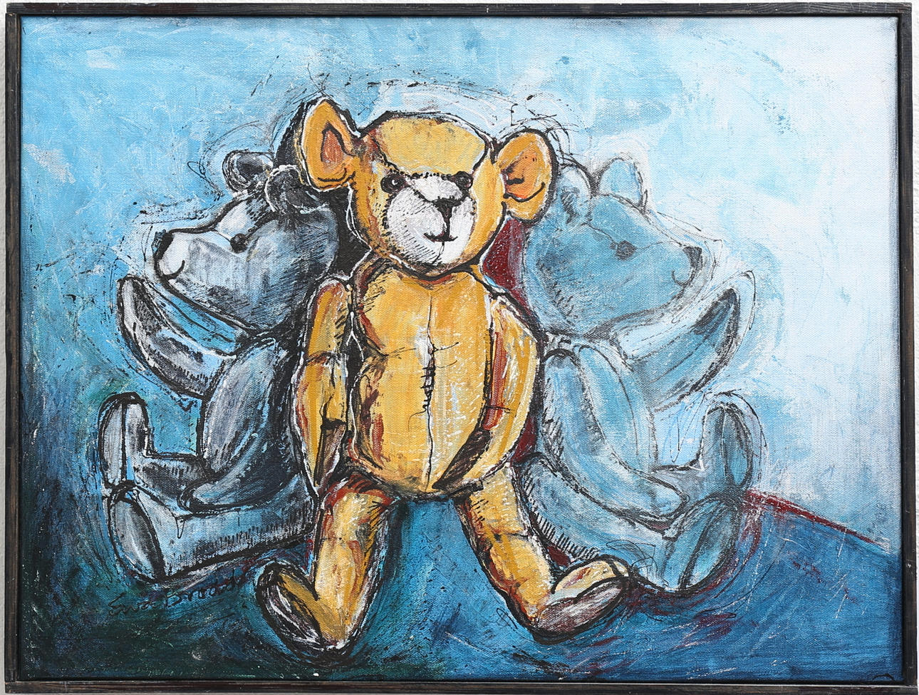 EWA BRODD. "Möte mellan generationer". Akryl på duk, signerad - Välgörenhetsauktion.