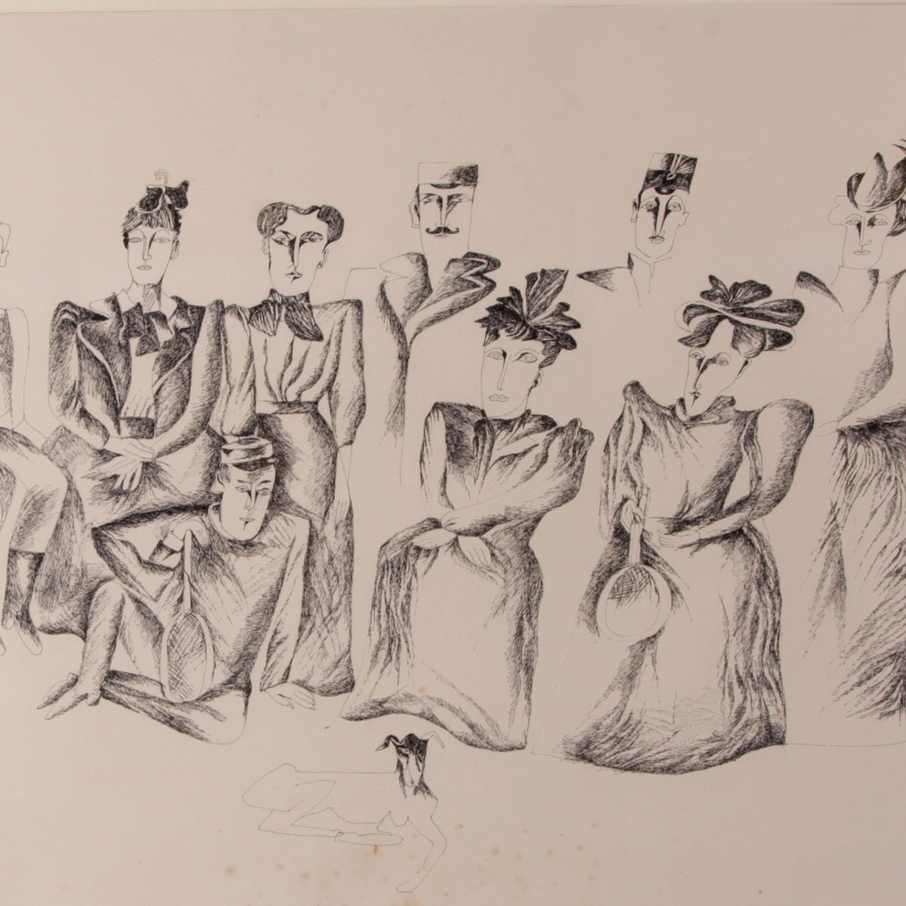 MADELEINE PYK. TILLSKRIVEN. Tusch, "Tennisfamiljen", osignerad.