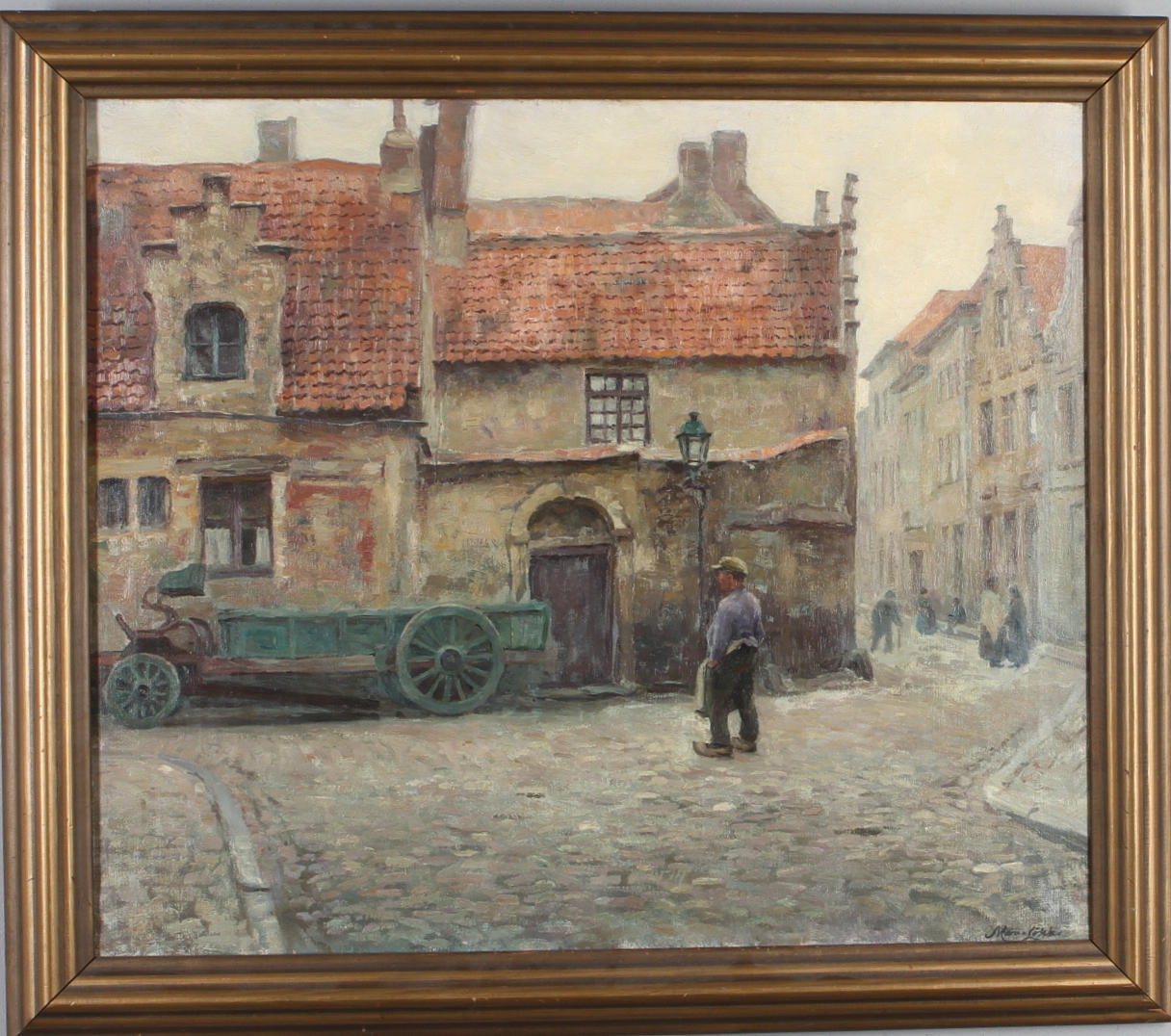 MARIE LØKKE. "Vieilles maisons rue de la truie...", olja på duk, signerad.