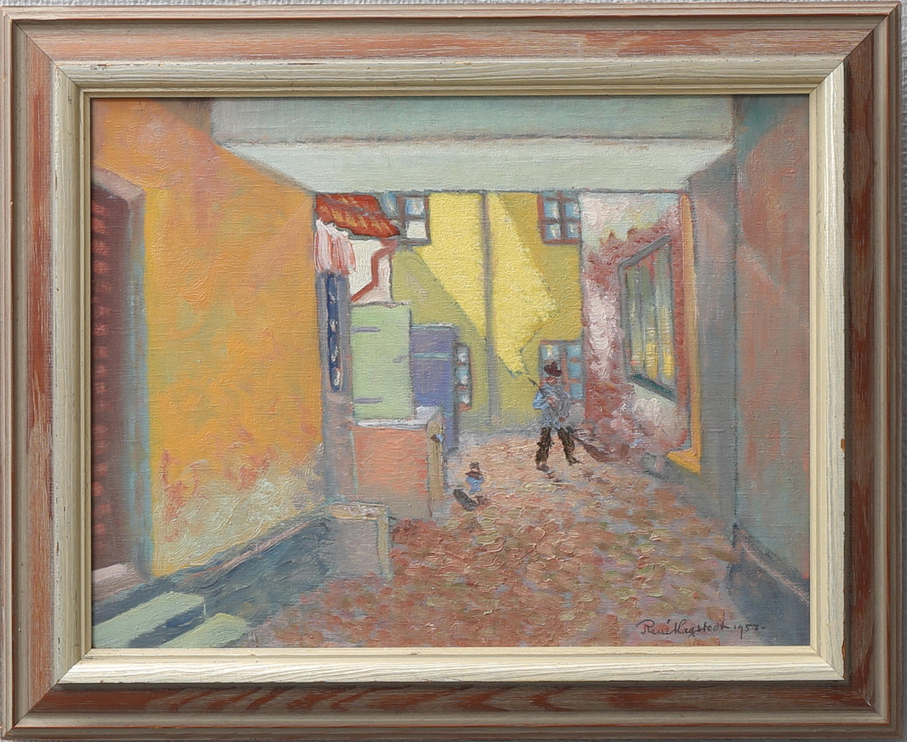 RENÉ HAGSTEDT. Gränd. Olja på duk, signerad och daterad 1957.