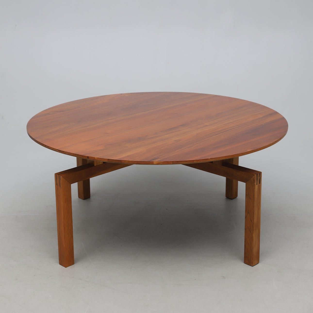 A 21st-century walnut coffee table.