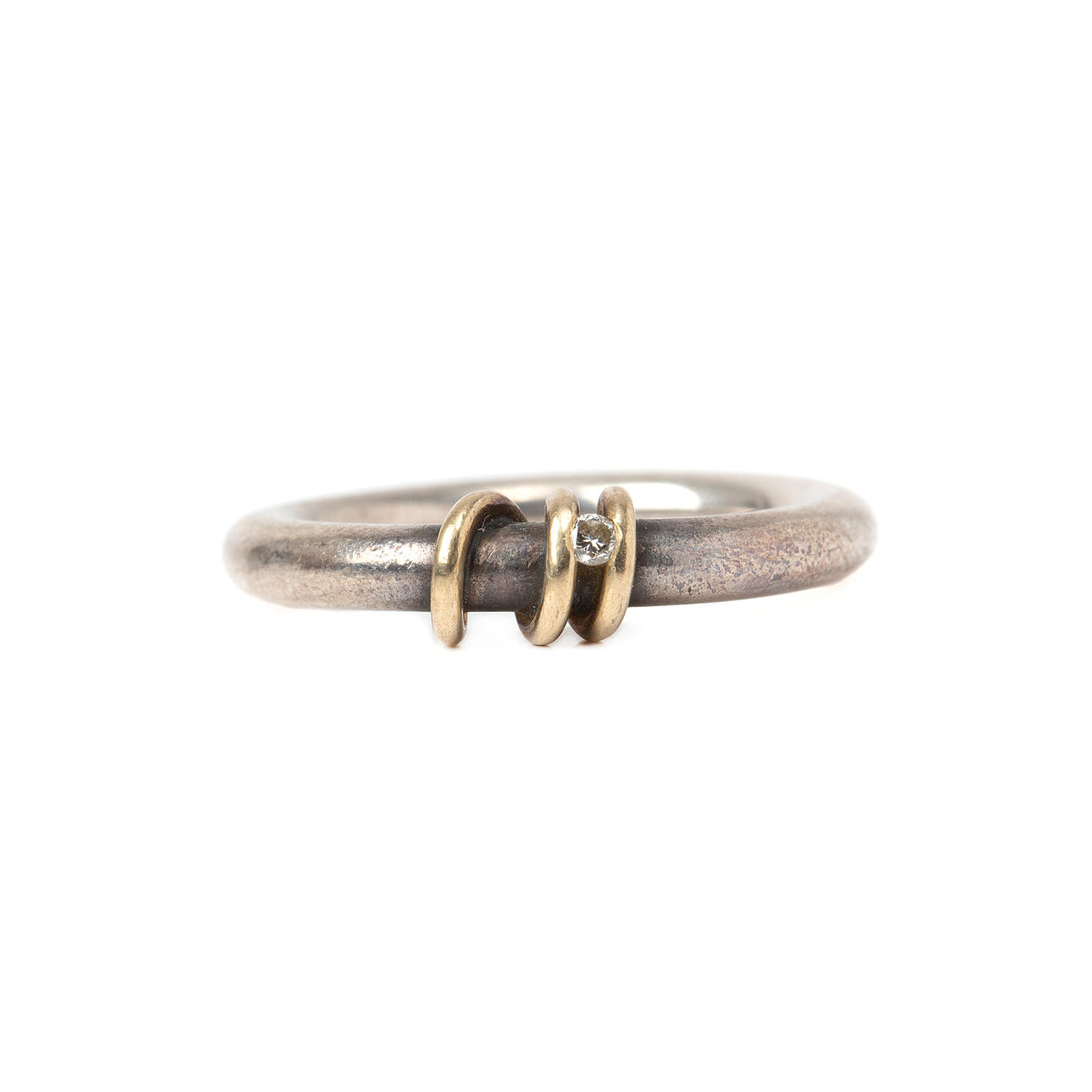 PIA RAUFF, sterling silver ring with brilliant cut diamond.