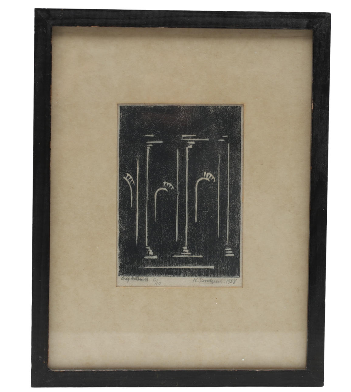 KURT SANDGREN. Wooden prints, 5 pieces, signed and dated.