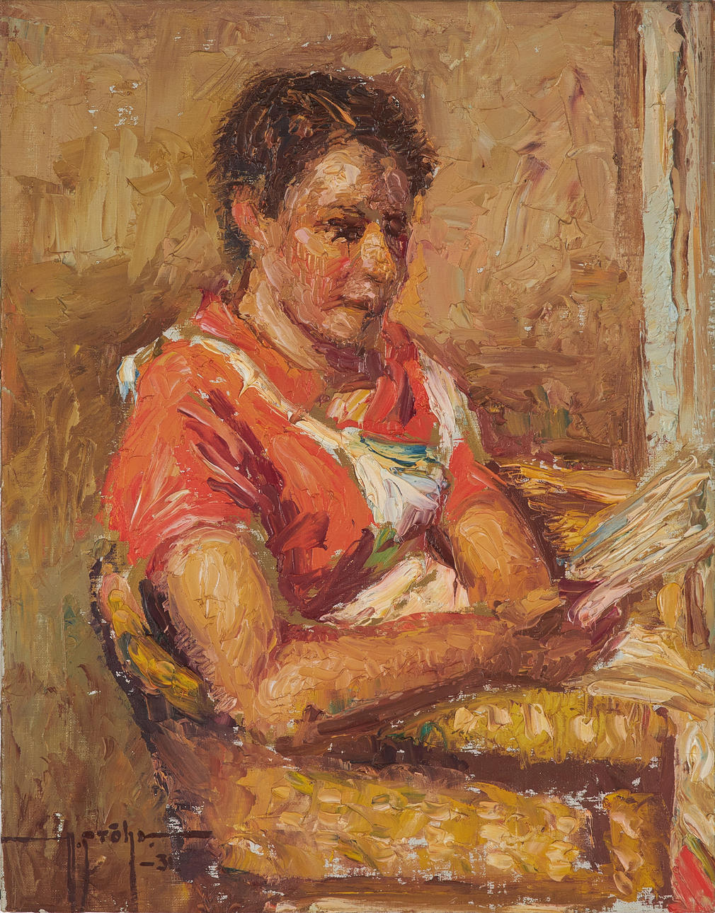 ALVIN STÖHR. Oil on canvas, motif of reading woman, signed and dated 31.