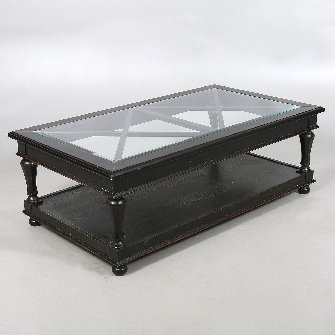 SOFFBORD, massiv ask med glasskiva, "York", New England-stil. 2000-tal.