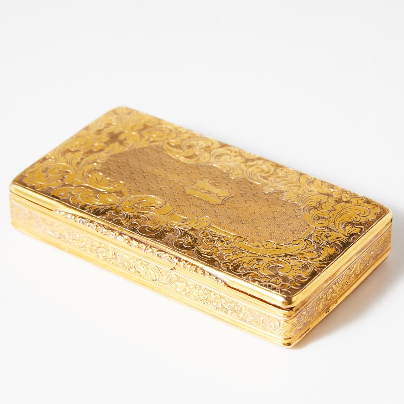 A gilt metal box, 19th century.