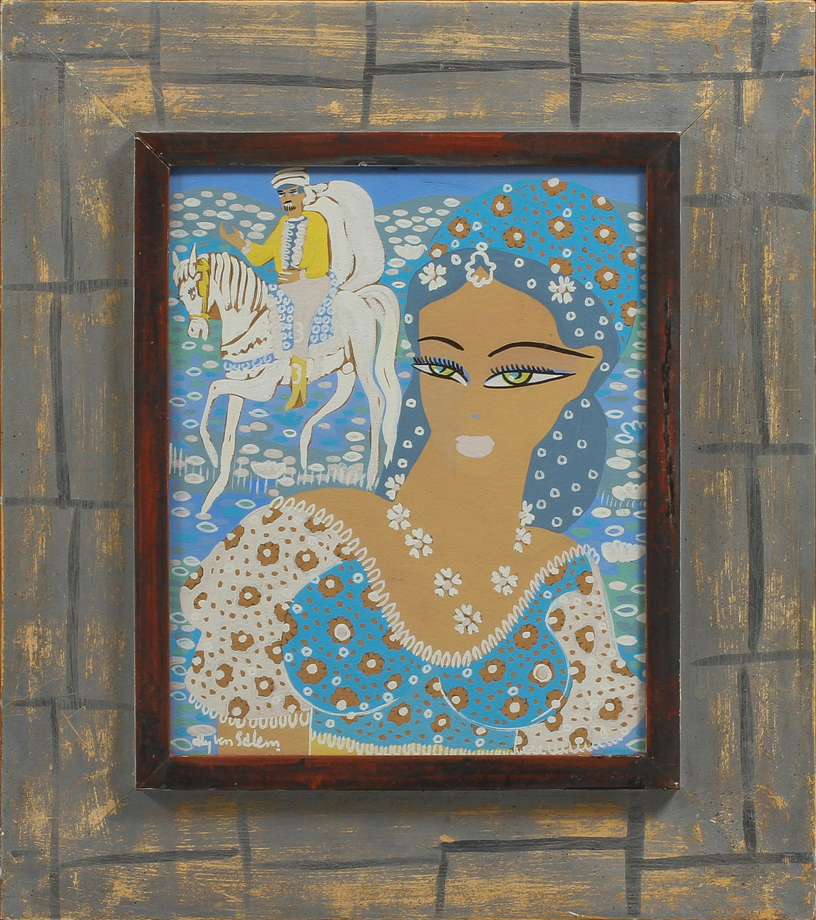 ALY BEN SALEM. Prinsen och Prinsessan, gouache, signerad.