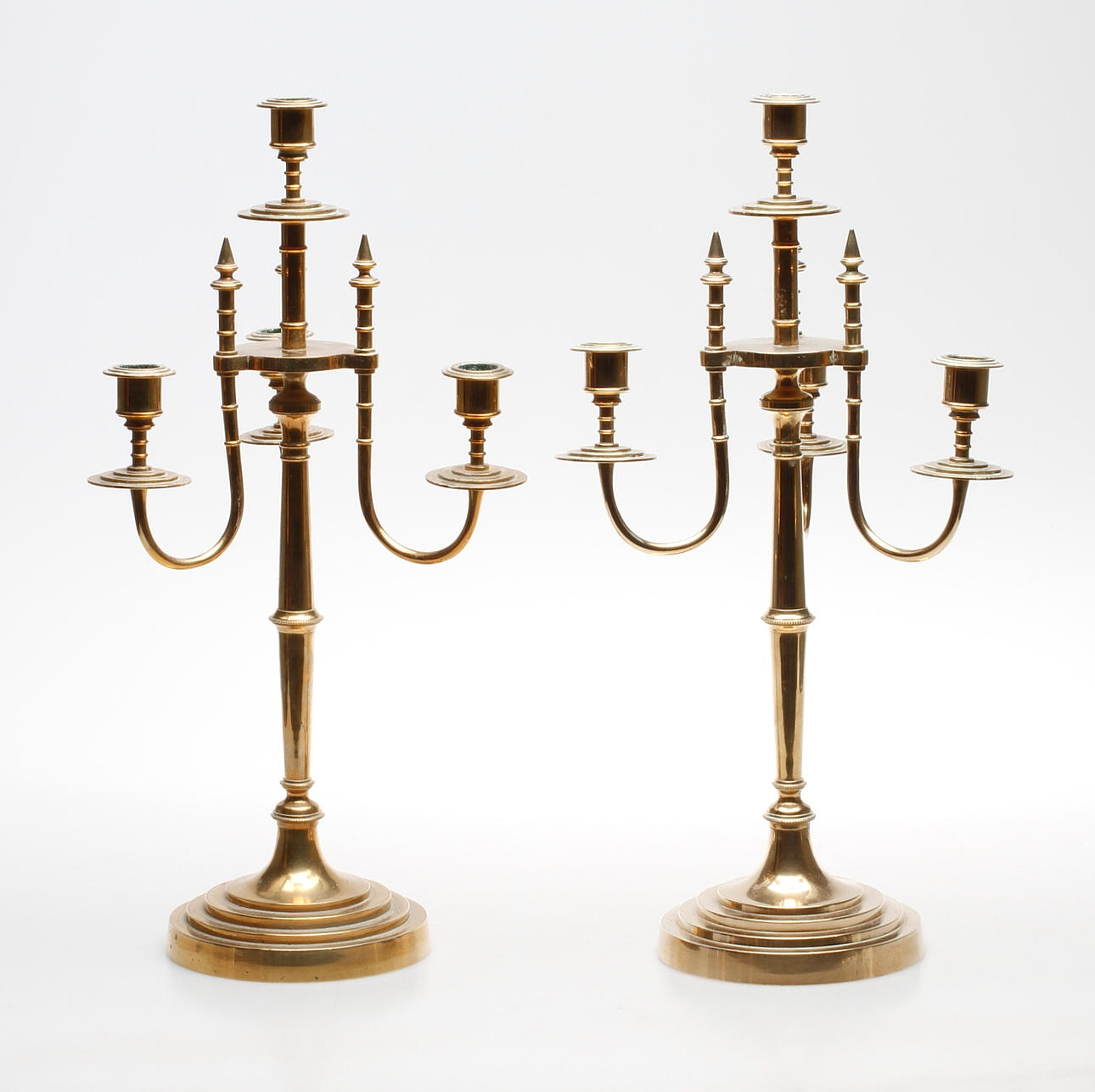 KANDELABRAR, ett par, mässing, Grillby Metallfabrik, No 23.