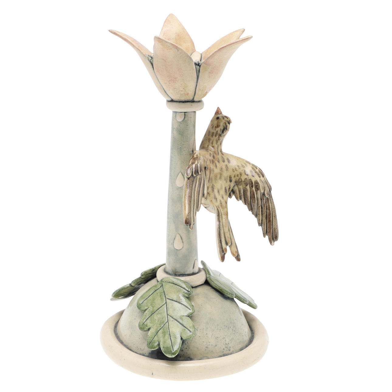 ANNA LAMBERT. A STUDIO POTTERY CANDLESTICK.