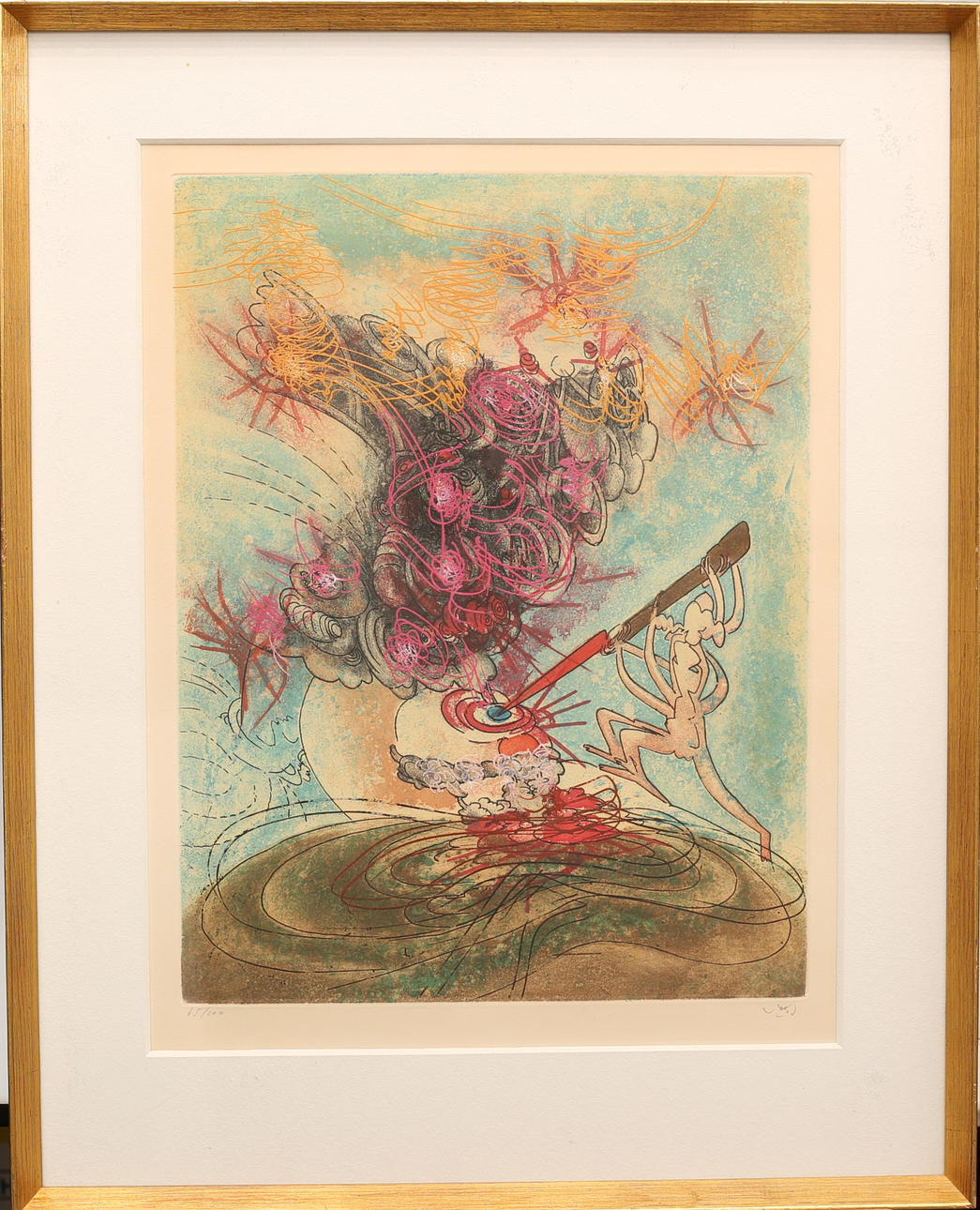 ROBERTO MATTA. Lithograph in colours, abstract composition, numbered 65/100, signed.
