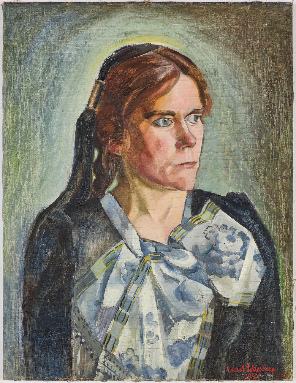 ERNST SÖDERBERG (1889-1967). Portrait study, oil on canvas, signed and dated 1921.