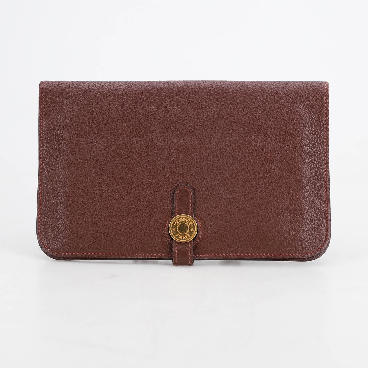 HERMÈS Brieftasche/Reisepasshülle, braunes Leder.