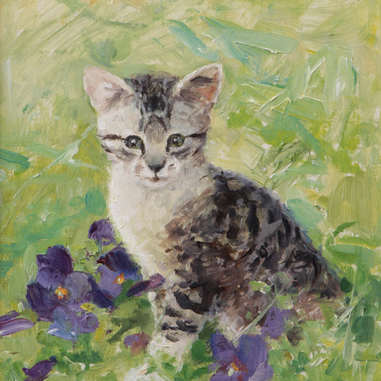 THURE WALLNER. Olja på pannå, Kattunge, signerad.