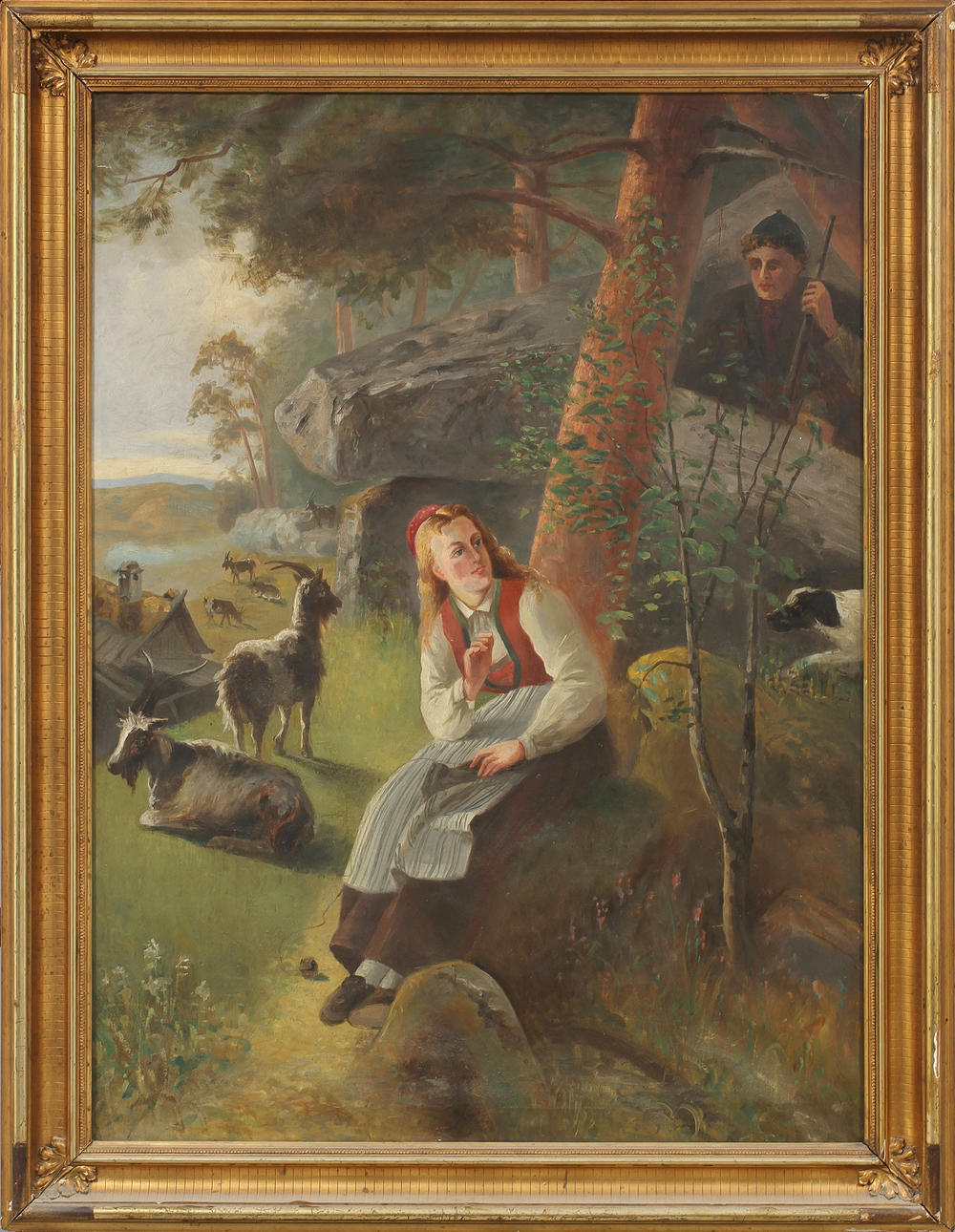 OIDENTIFIERAD KONSTNÄR. Figurscen, olja på duk, kopia.