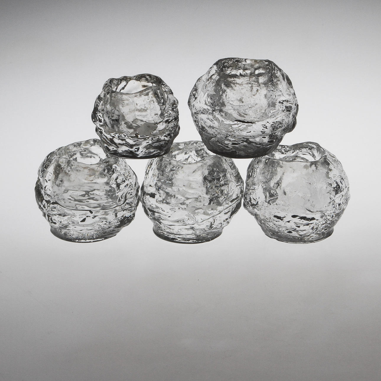 LJUSLYKTOR, 5 st, glas, "Snöboll", Kosta.