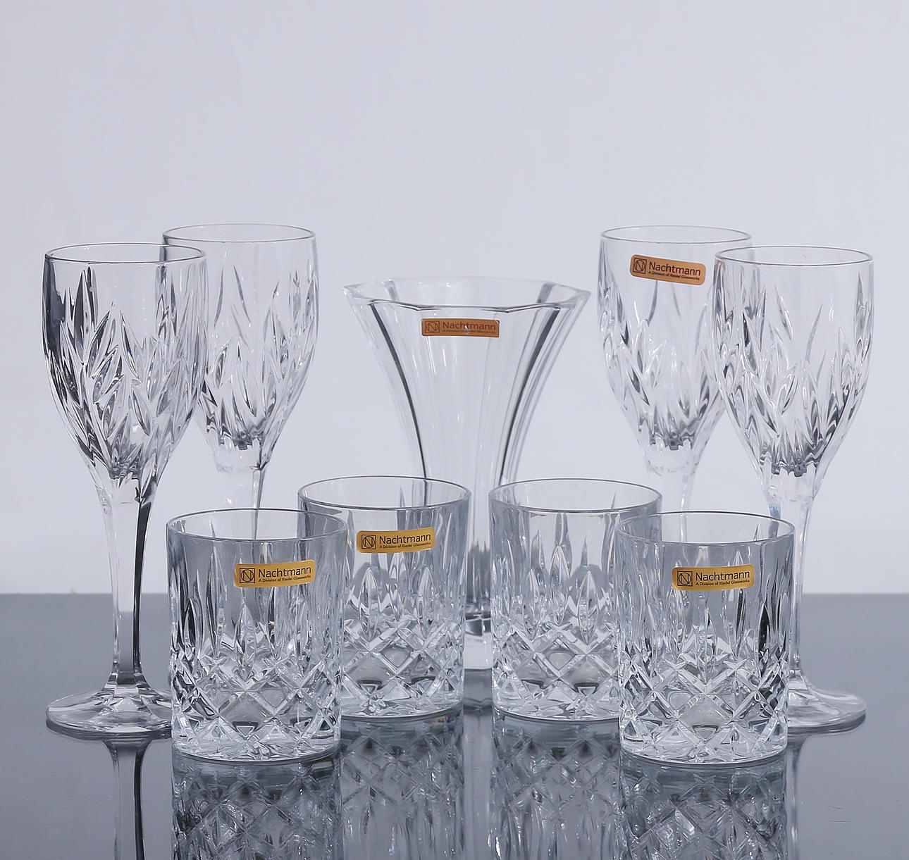 9 dele, glas og vase, Nachtmann.