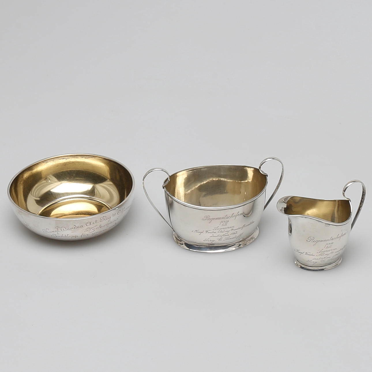 PARTI SILVER, 3 delar, Bernt Erlandsson, Kristianstad, 1910-tal, vikt 270 gram.