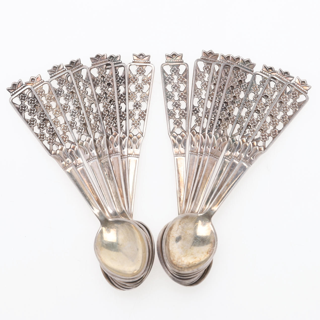 COFFEE SPOONS, 15 pcs, “Princess” silver, Ceson.