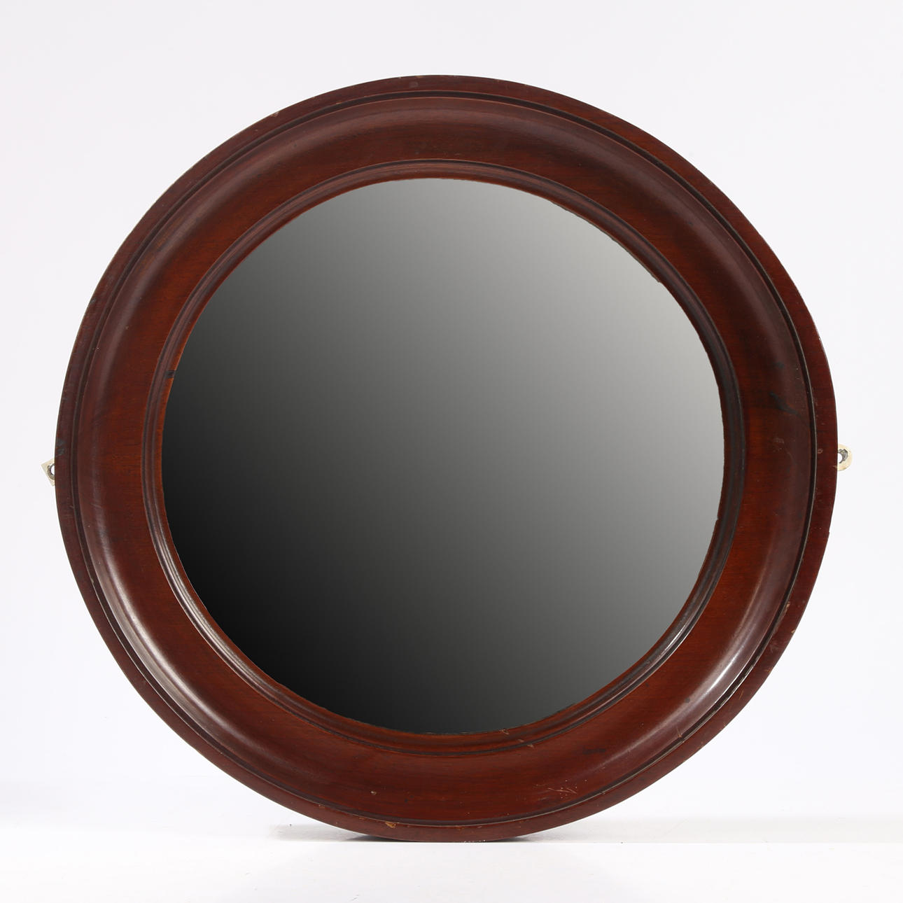 A VICTORIAN MAHOGANY CIRCULAR WALL MIRROR.