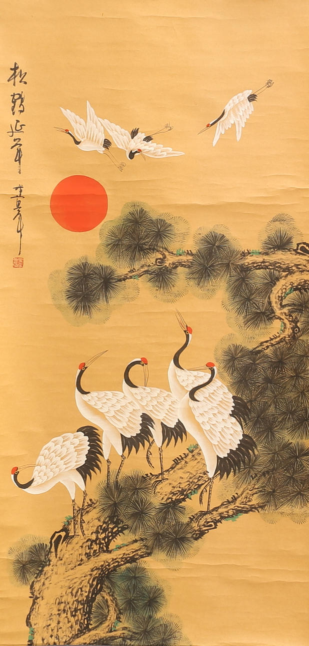 A Chinese scroll painting, 20th century, signed.