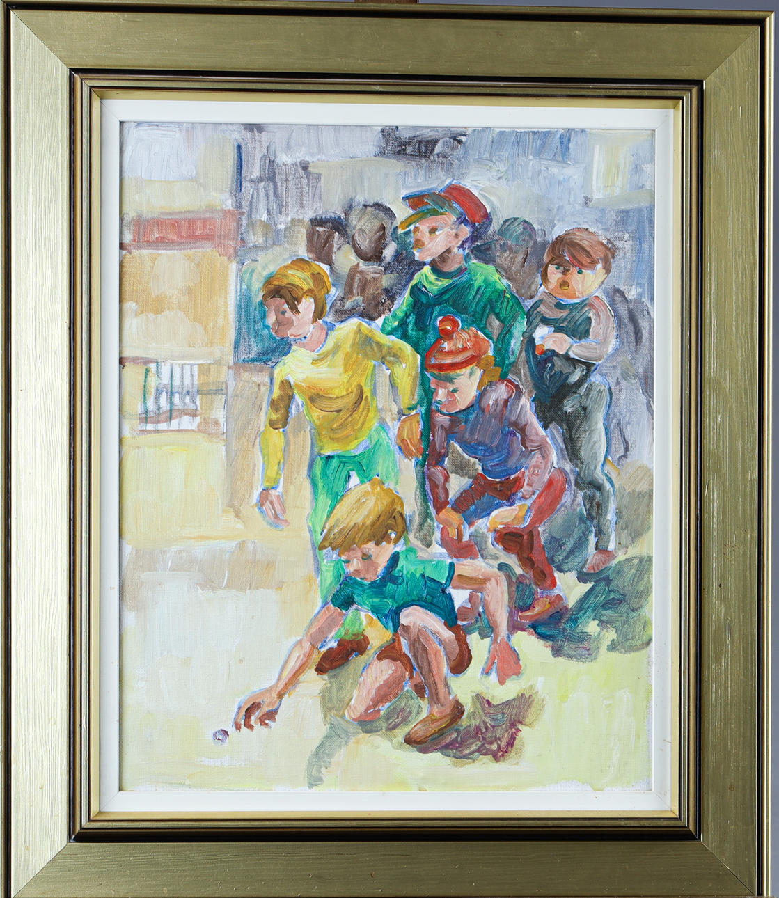 EBBE HÖGLUND. „Banden“, olie på lærred.