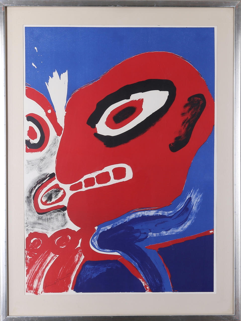 BENGT LINDSTRÖM. Röd figur, färglitografi, signerad.