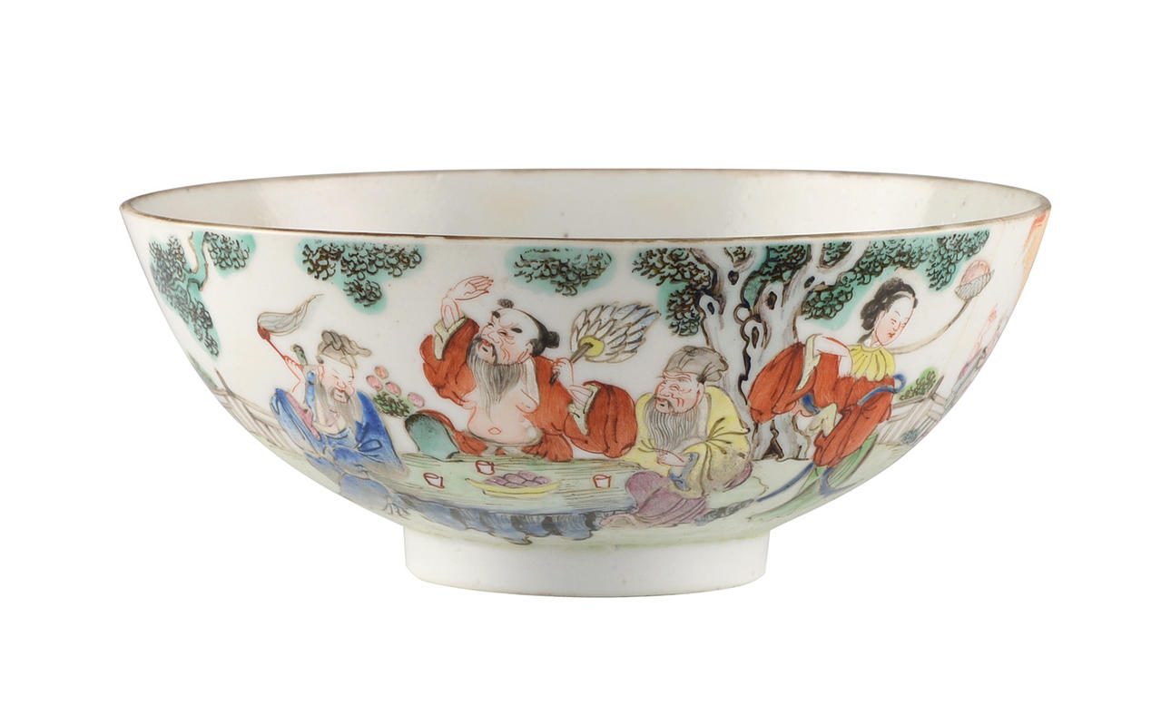 KUMME. Polykrom målning av 8 odödliga i emaljfärger, Ducai.