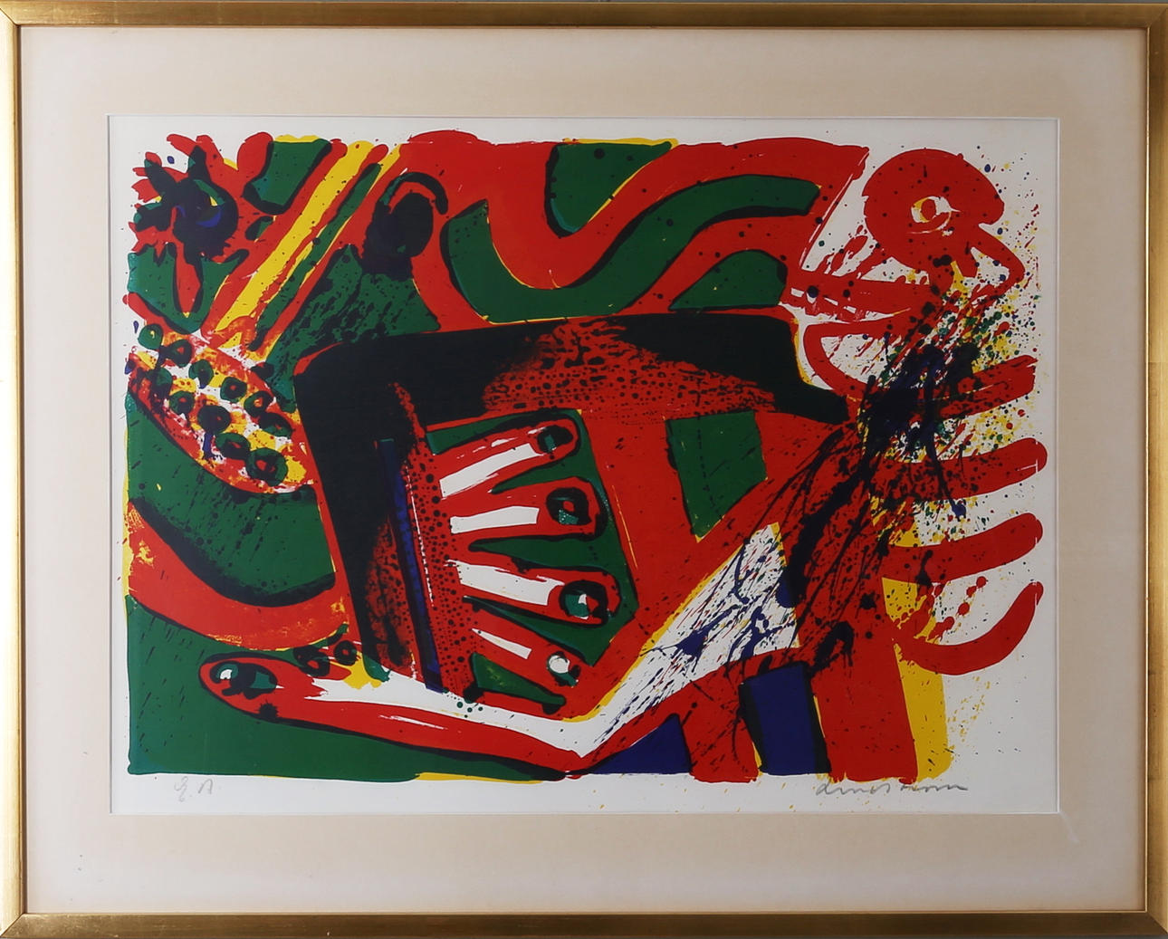 BENGT LINDSTRÖM. Komposition med hand, färglitografi, signerad, E.A.