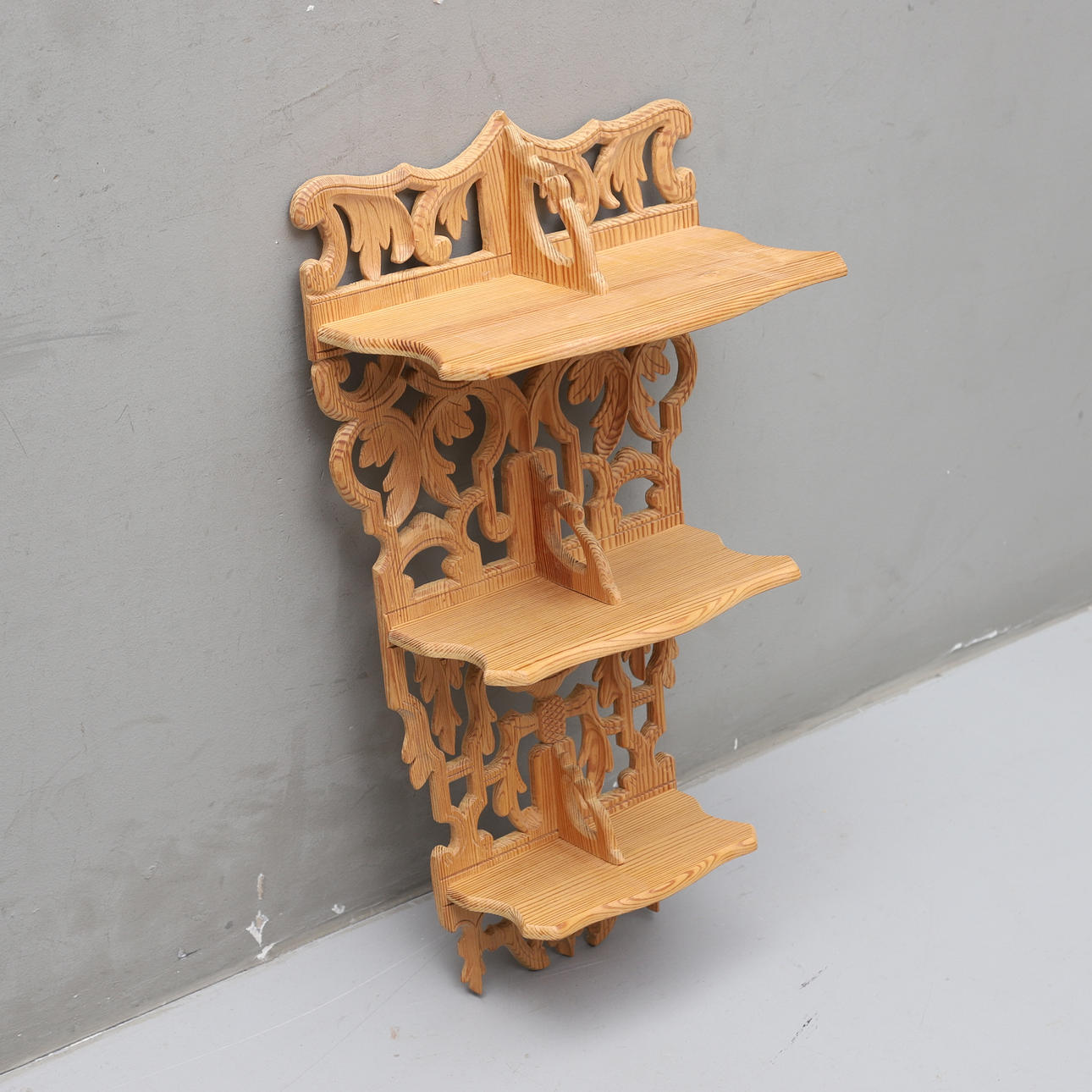 A wall shelf, pine, Rococo style, 20th century.