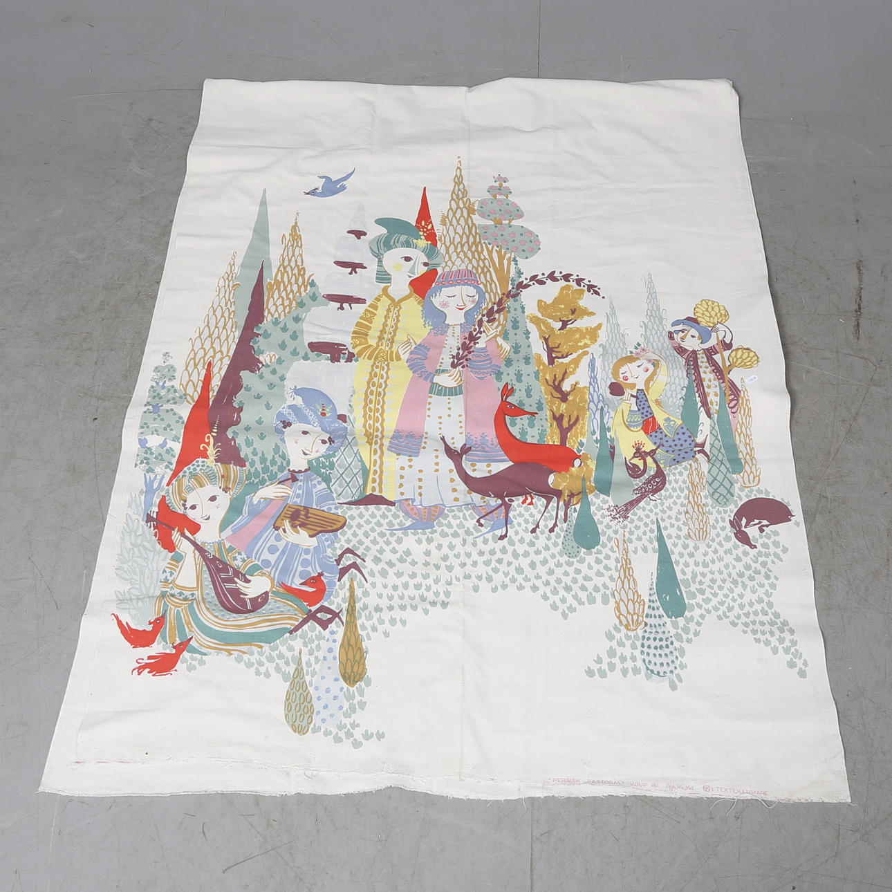 TEXTIL, "Persisk pastoral", Björn Wiinblad, NKs textilkammare, 1950-tal.