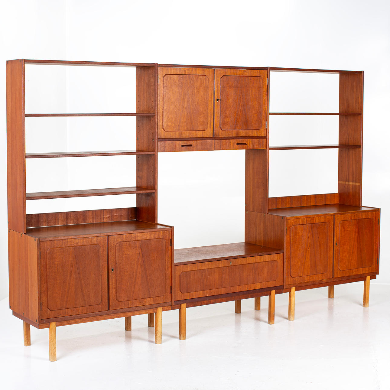 REOL, 3 sektioner, teak, 1950'er/60'ere.