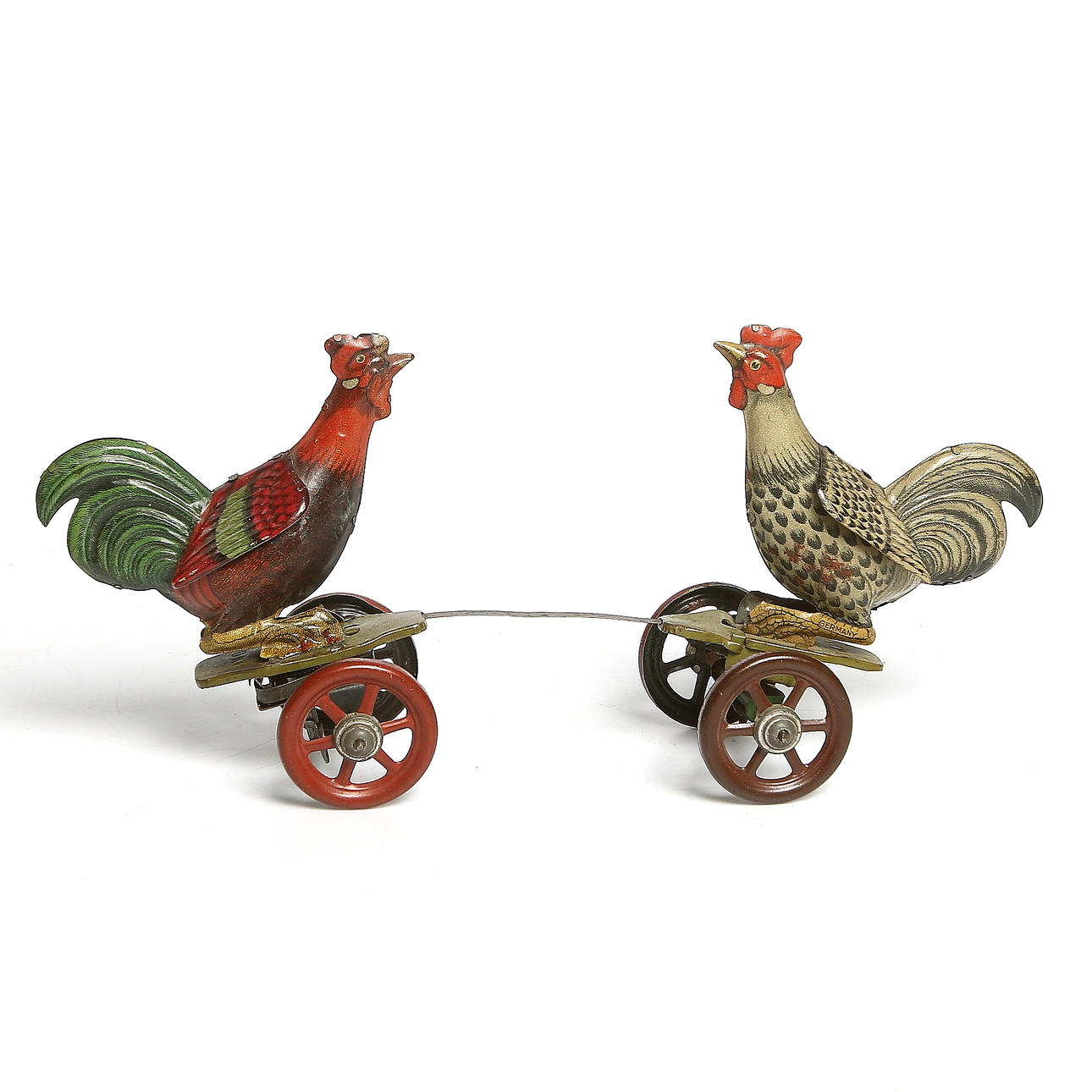 PLÅTLEKSAK, "Fighting Cocks", Gebruder Einfalt, Tyskland. 1900-talets första hälft.