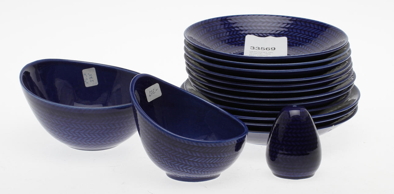 SERVISDELAR, flintgods, "Blå Eld", Hertha Bengtsson, Rörstrand.