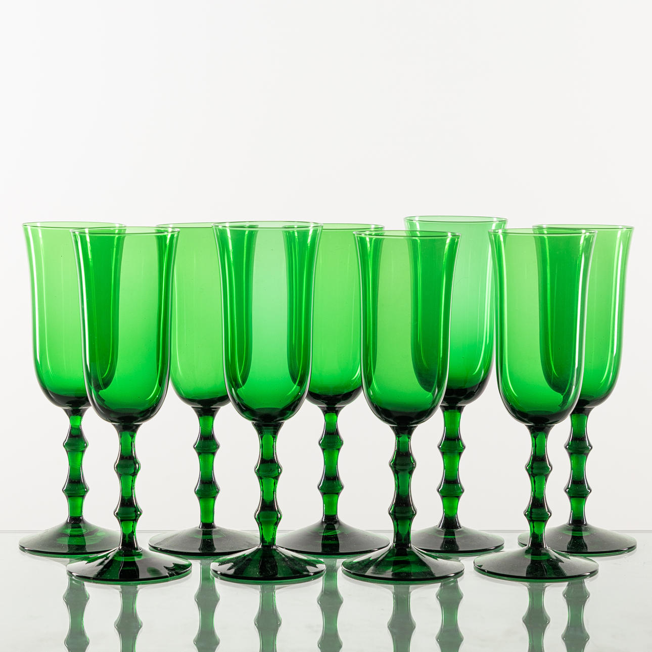 SIMON GATE. 9 pieces, “Salut”, champagne glasses, Orrefors.