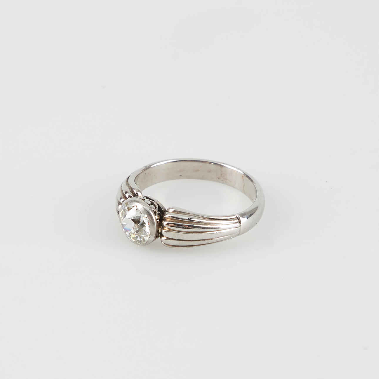 RING, old cut diamond, 14K gold, silver.
