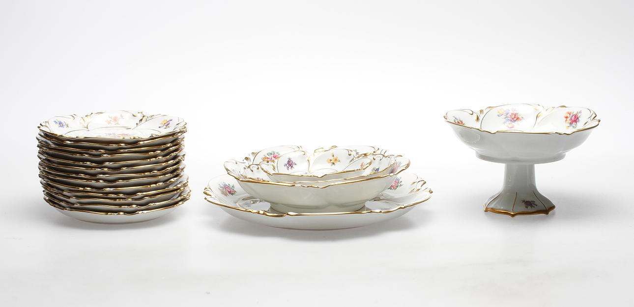 FRUKTSERVIS, 18 delar, porslin, Jlmenau, Tyskland, 1900-tal.