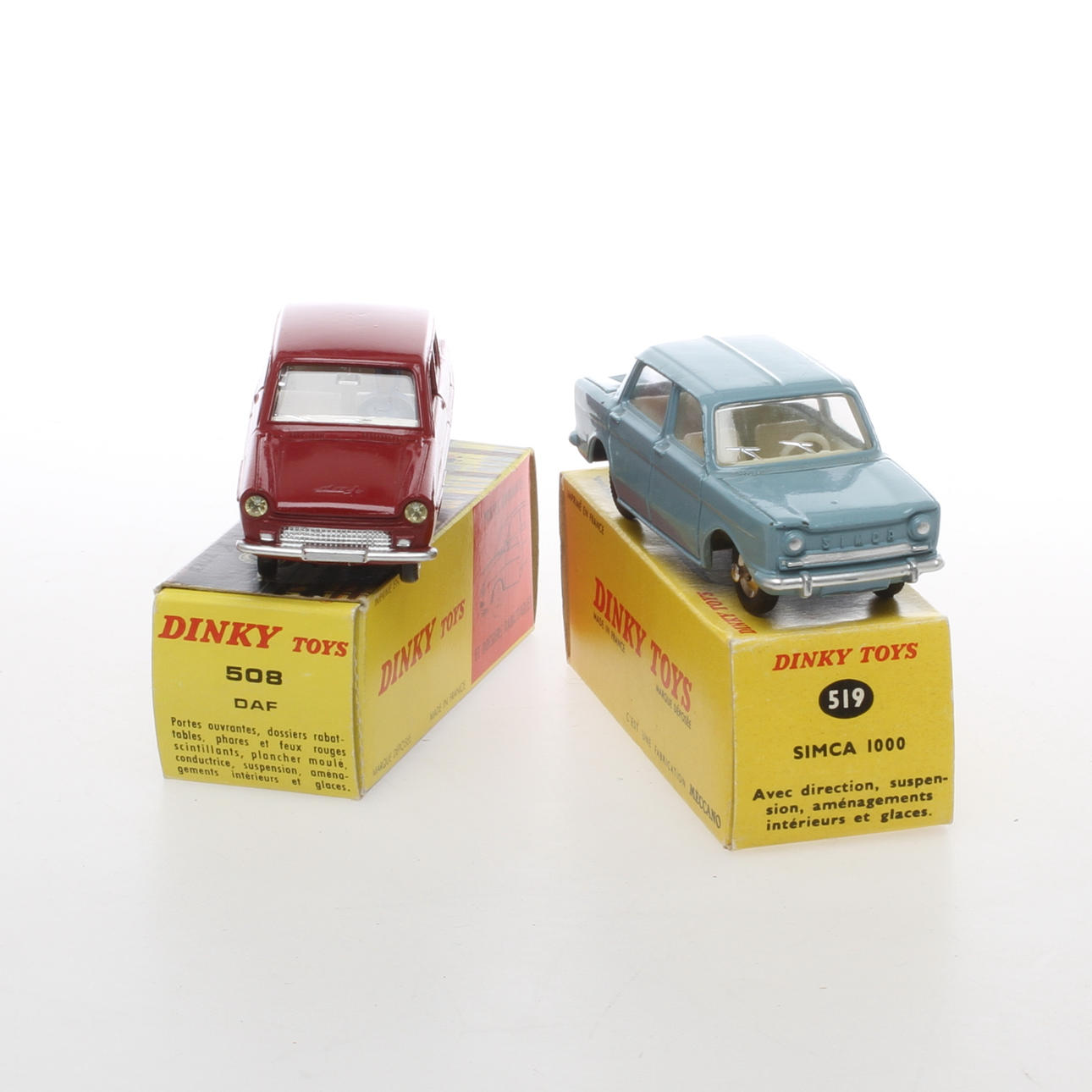 DINKY TOYS 508 DAF och 519 Simca i originalkartonger.
