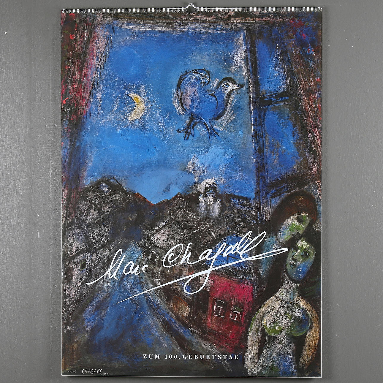 MARC CHAGALL. EFTER. Reproduktioner, 13 st, kalender, "Marc Chagall zum 1000 Geburtstag", 1985.