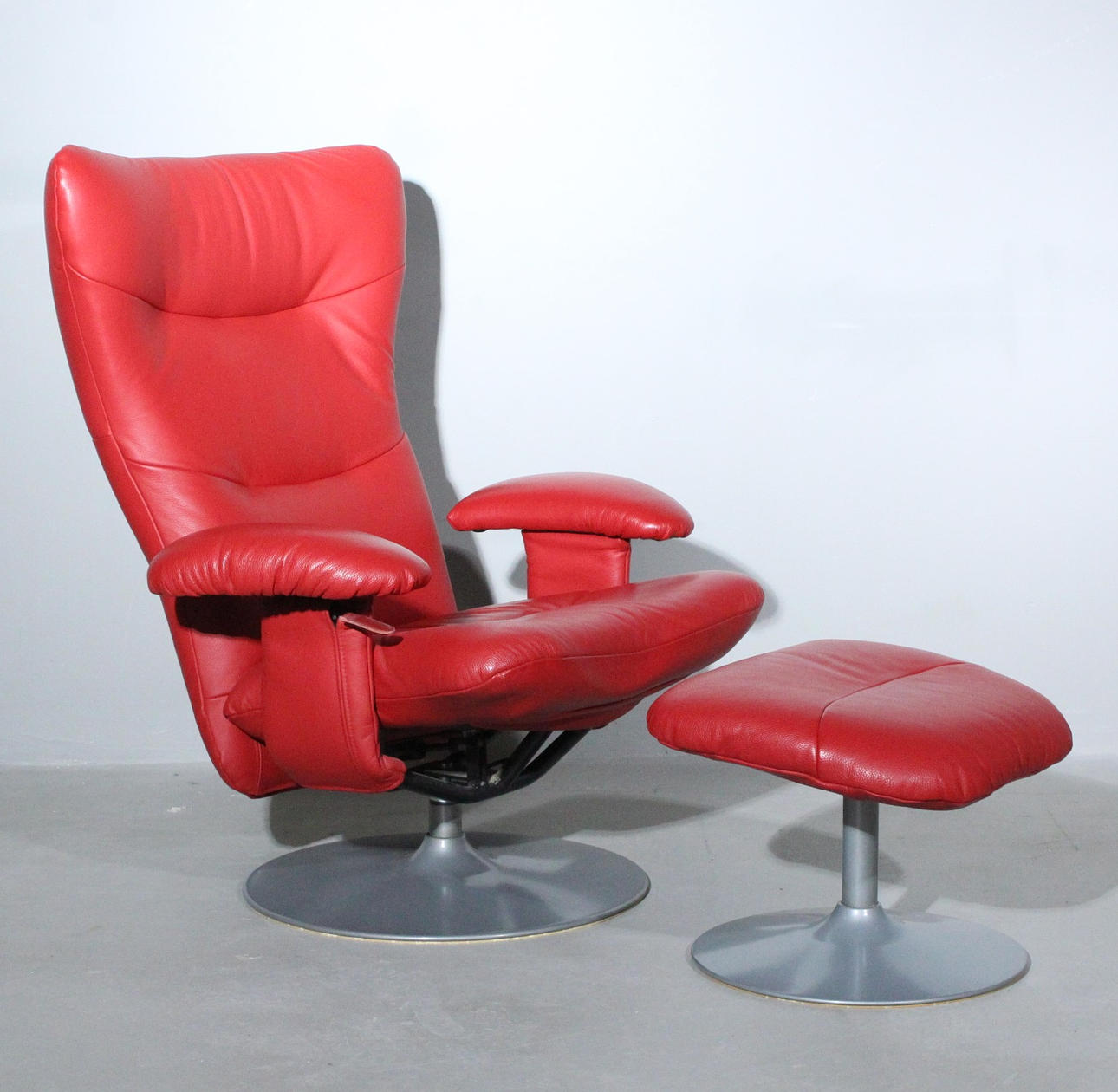 VERIKON. Red armchair + ottoman, Denmark.