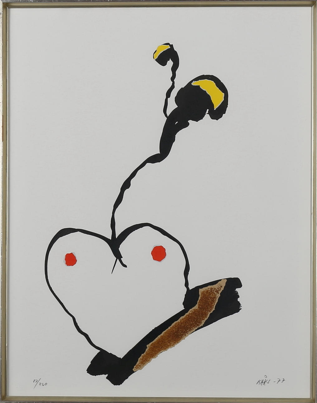 OLLE KÅKS. Komposition, färglitografi, signerad och daterad Kåks -77 samt numrerad 87/260.