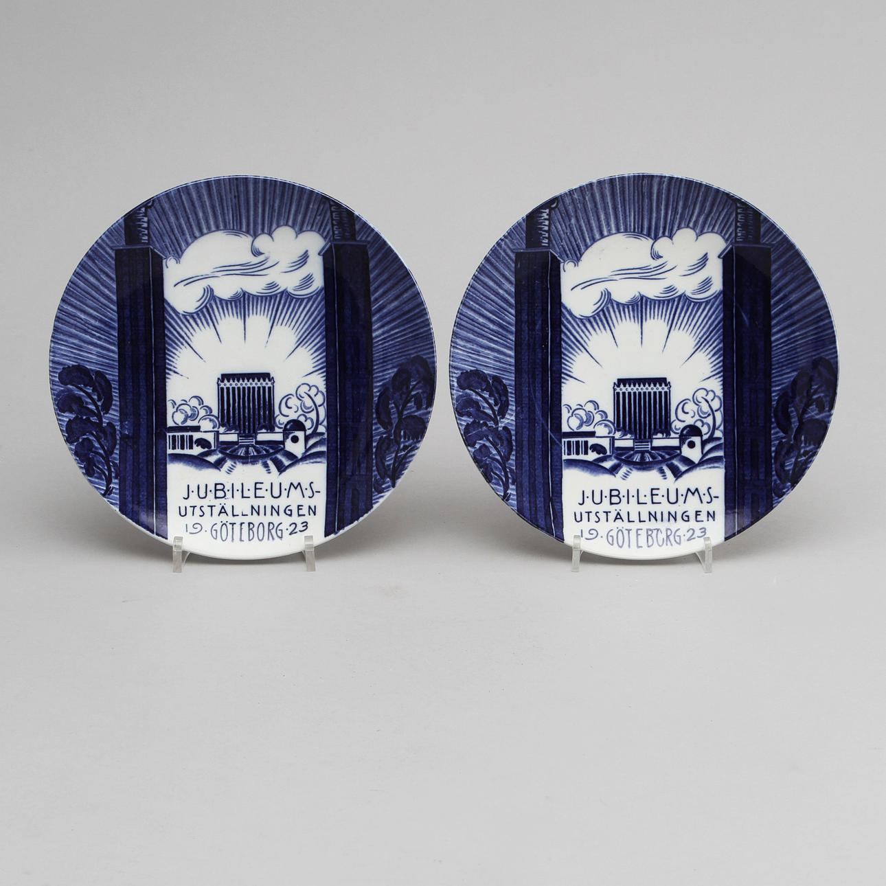 TALLRIKAR, 2 st, Jubileumsutställningen i Göteborg 1923, Gustavsberg.